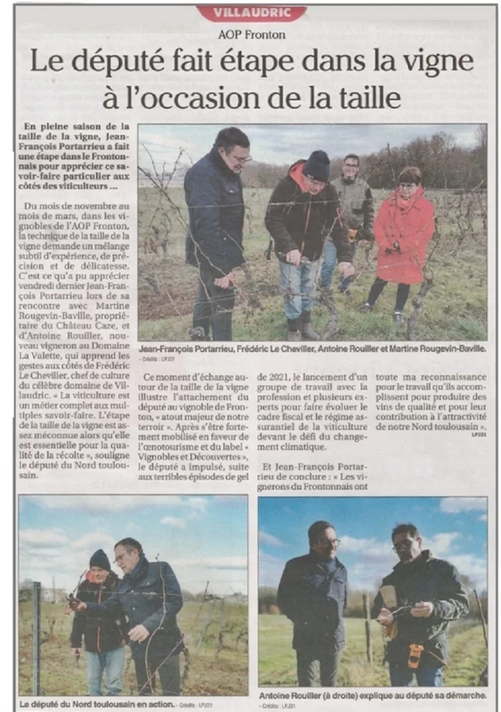 François Portarrieu, député du Nord toulousain, visite le domaine La Valette - Décembre 2022